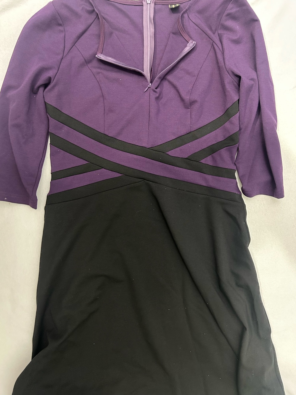 Purple and Black Sheath Dress - Classic Colorblock Women’s Dress